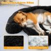 Dog Couch Bed Black Plush Calming with Anti-Slip Bottom