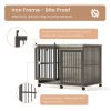Dog Crate Sliding Iron Door with Mat, Furniture-Style (Rustic Brown, 43.7'' W x 30'' D x 33.7'' H)