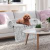 Dog Couch Bed Gray Plush Calming Bed with Anti-Slip Bottom