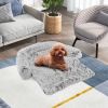 Dog Couch Bed Gray Plush Calming Bed with Anti-Slip Bottom