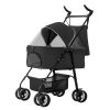 Dog Stroller Foldable Carrier Jogger  Stroller with Removable Liner Storage Basket
