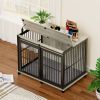 Dog Crate Sliding Iron Door with Mat, Furniture-Style (Rustic Brown, 43.7'' W x 30'' D x 33.7'' H)