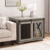 Farmhouse Dog Crate Furniture with Sliding Barn Door