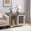 Farmhouse Dog Crate Furniture with Sliding Barn Door
