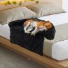 Dog Couch Bed Black Plush Calming with Anti-Slip Bottom