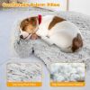 Dog Couch Bed Gray Plush Calming Bed with Anti-Slip Bottom
