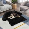 Dog Couch Bed Black Plush Calming with Anti-Slip Bottom