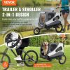 Dog Bike Trailer, Supports 100 lbs, 2-in-1 Stroller Bicycle Carrier, Easy Folding Frame VEVOR