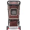 Dog Stroller Trolley, Foldable Travel Carriage with Wheels Zipper Entry Cup Holder Storage Basket, Pushchair Pram Jogger Cart