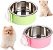 Dog Bowl; Removable Stainless Steel Hanging Bowl Food & Water Feeder Cup